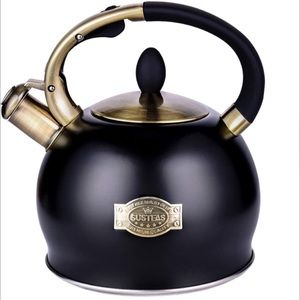 SUSTEAS Stove Top Whistling Tea Kettle Surgical Stainless Steel Black Teapot NEW